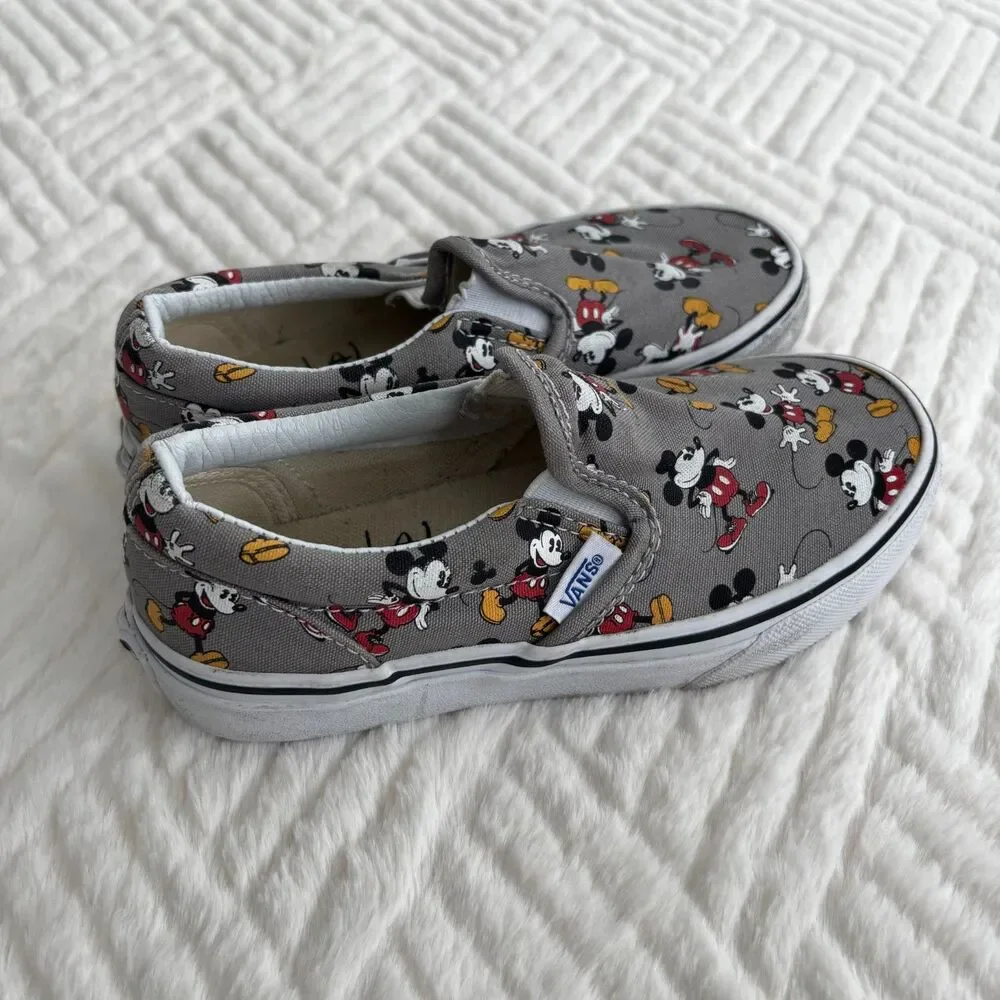 Vans Kids Gray Mickey Mouse Slip-On Sneakers - Picture 1 of 9